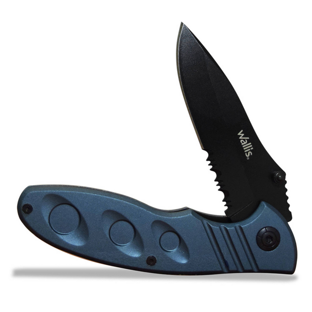 WALLIS - NAVAJA CON MANGO PVC AZUL 8CM