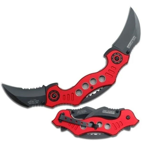 TAC-FORCE - NAVAJA TÁCTICA KARAMBIT CLAW ROJA DOBLE HOJA TF-669RD